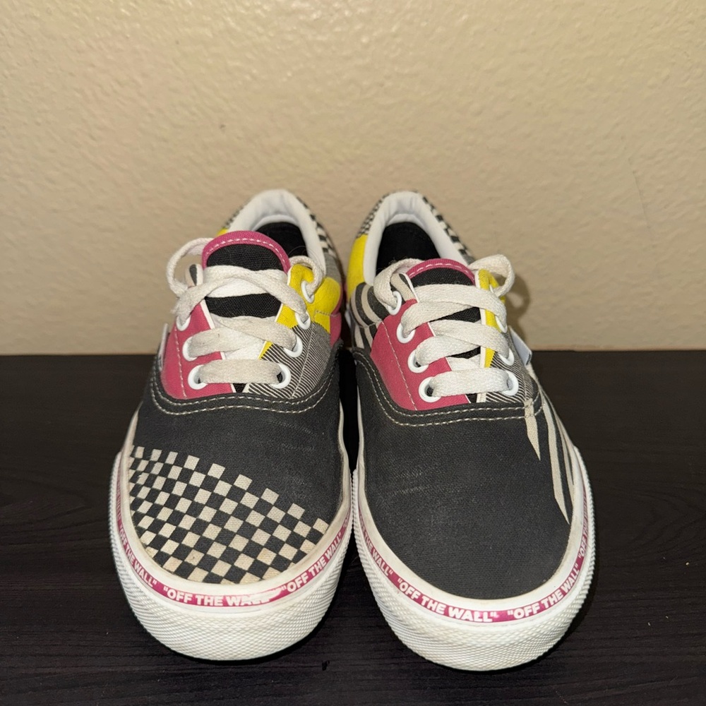 Vans Era Disarray Black and Pink Sneakers with Checkerboard Design